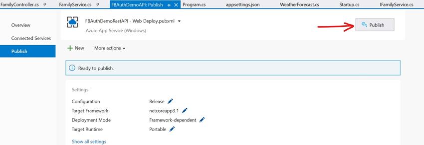 How to build and publish a .NET Core API to perform CRUD operations on Azure Cosmos DB (SQL API) and secure it using Facebook Authentication
